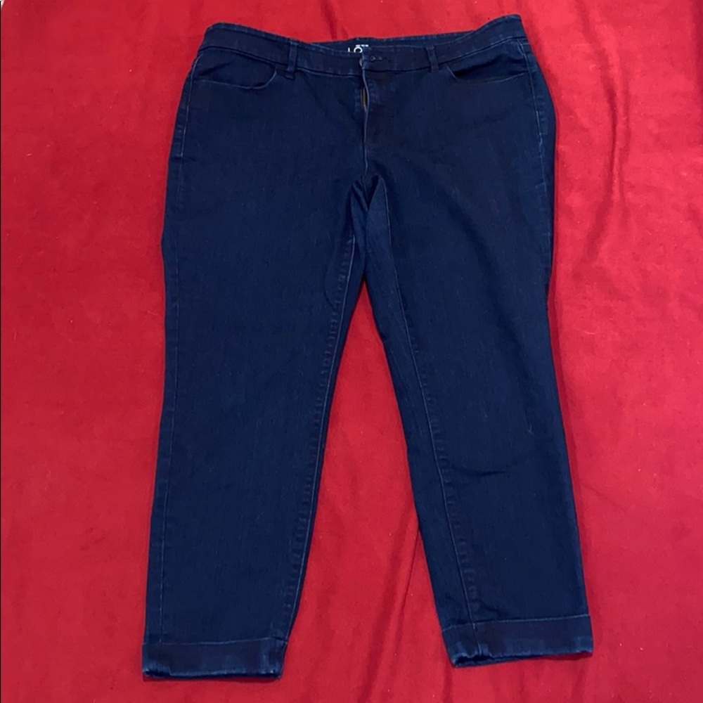 ❤️LOFT modern skinny ankle dark wash w/cuff Capri  - 32/14